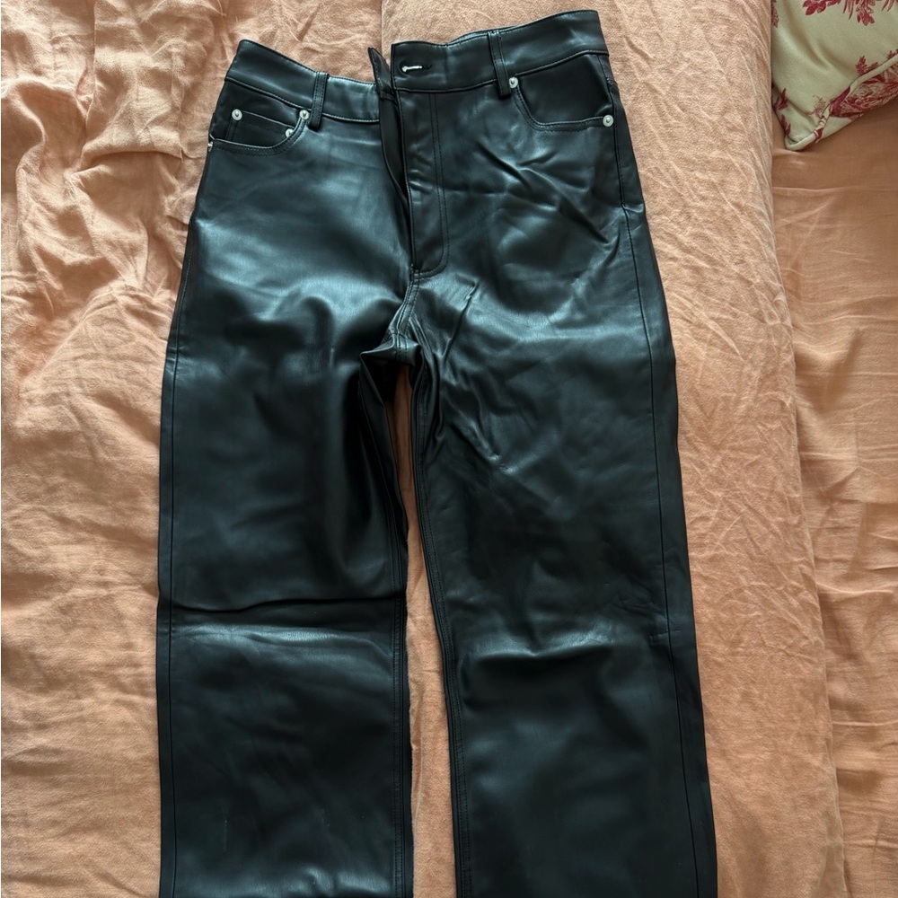 Zara Black Leather Boot Cut Pants